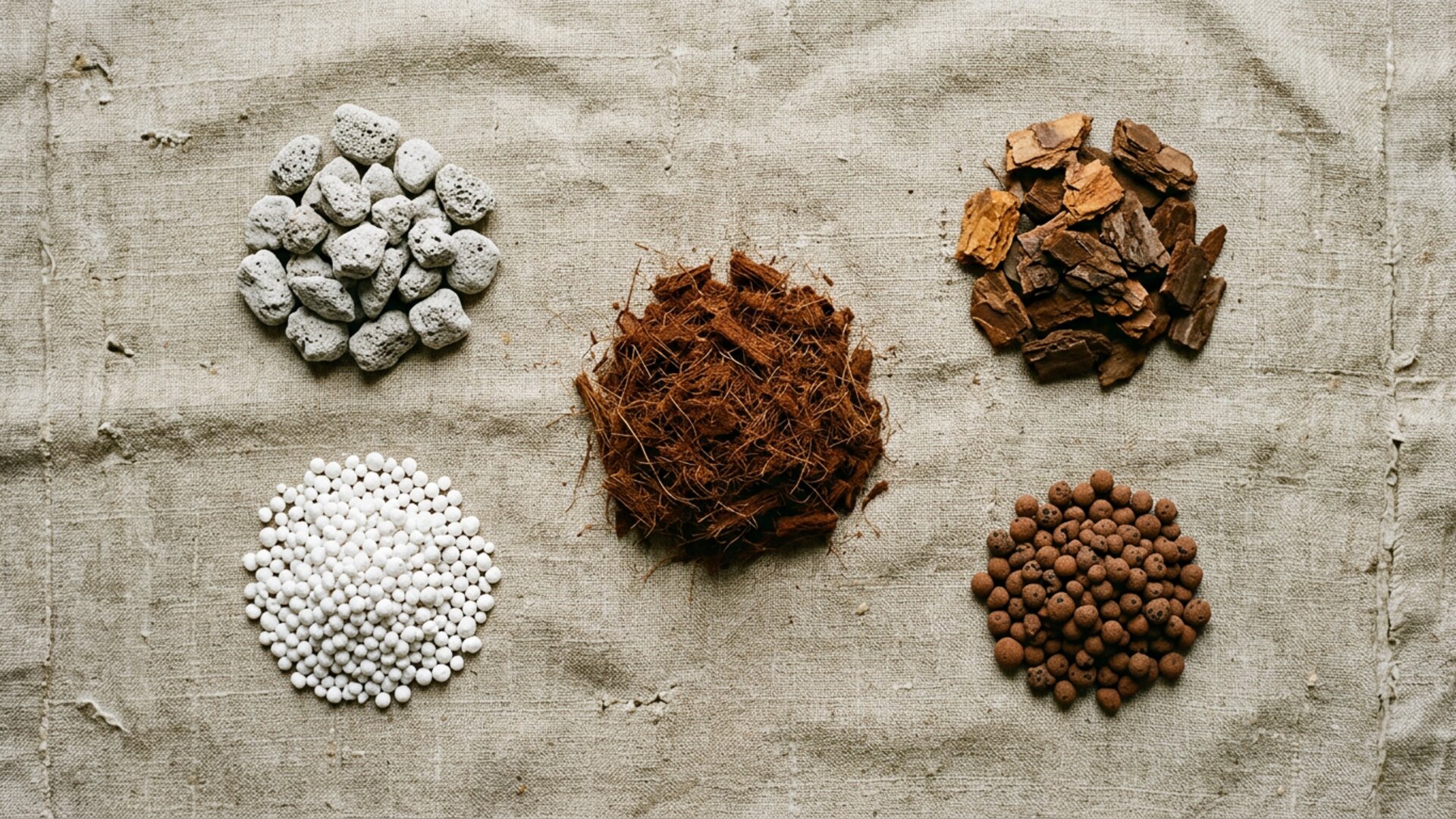 Substrate ingredients arranged on linen background